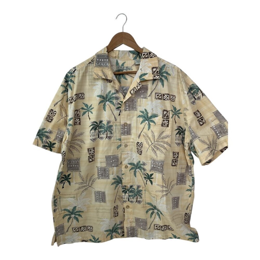 Batick Bay Hawaiian Camp‎ Men's XL Theme 100% Cotton Button Down Shirt Vacation